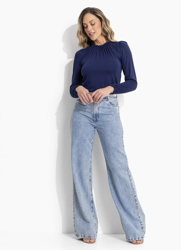 Quintess - Blusa Azul Marinho em Malha de Viscose 5