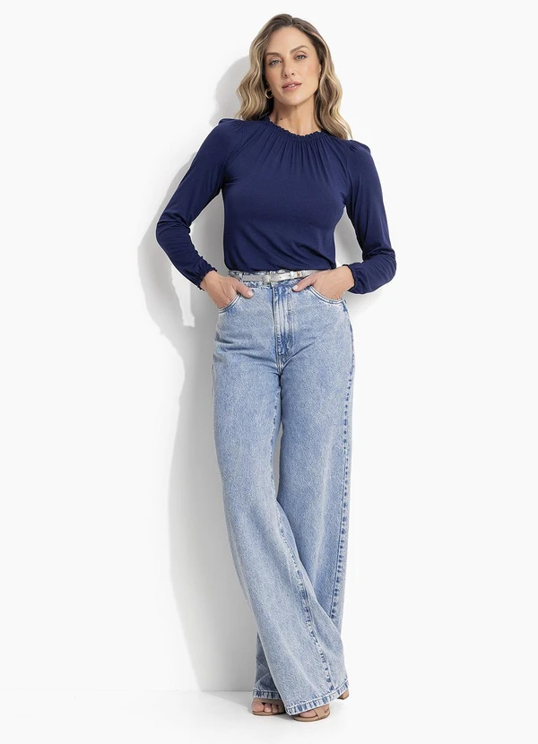 Quintess - Blusa Azul Marinho em Malha de Viscose 7