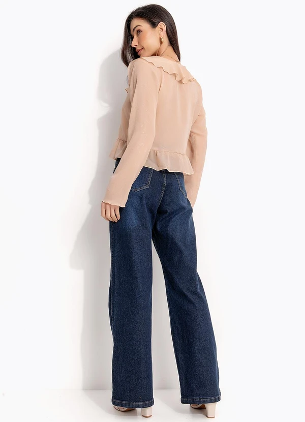 Quintess - Blusa Babados Bege em Chiffon 4