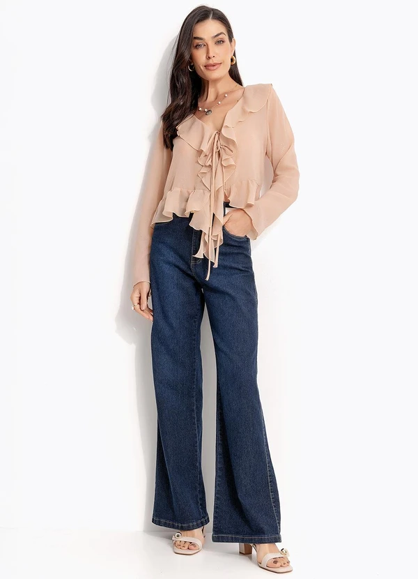 Quintess - Blusa Babados Bege em Chiffon 5