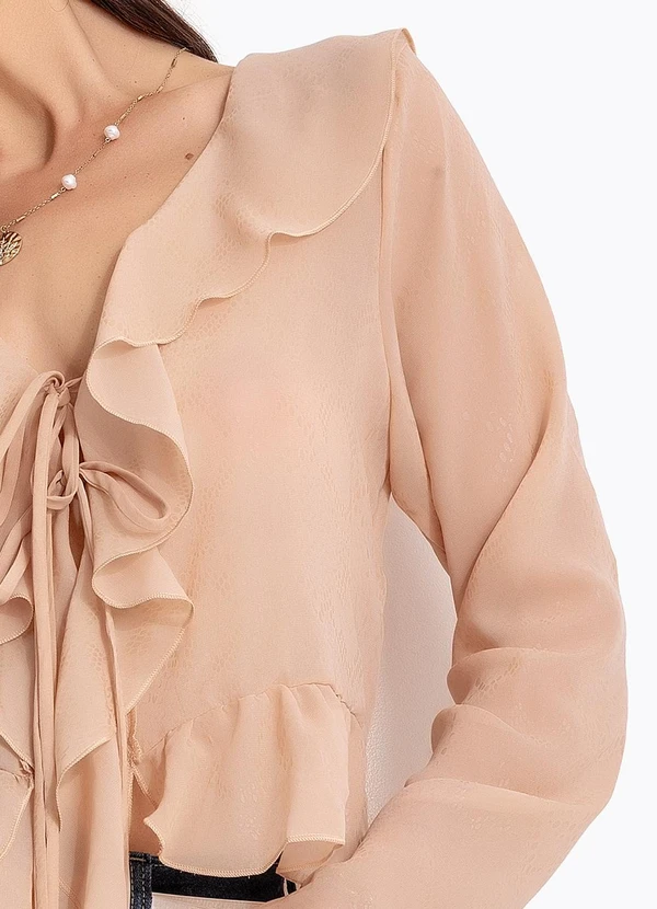 Quintess - Blusa Babados Bege em Chiffon 7