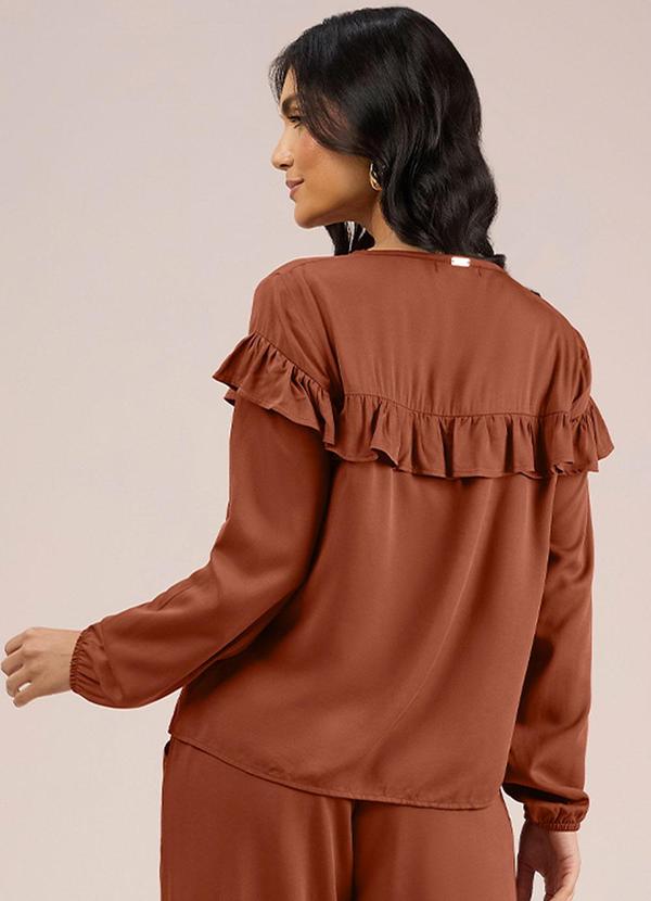 Angel - Blusa Babados Viscose Lisa Marrom 2
