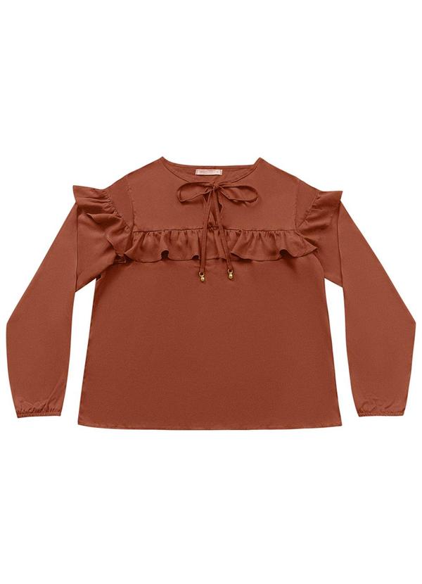 Angel - Blusa Babados Viscose Lisa Marrom 5