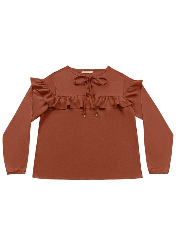 Angel - Blusa Babados Viscose Lisa Marrom 5