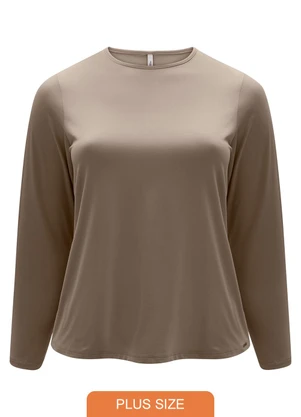 Lunender Mais Mulher - Blusa Básica de Mangas Longas em Malha Marrom - LUNENDER MAIS MULHER