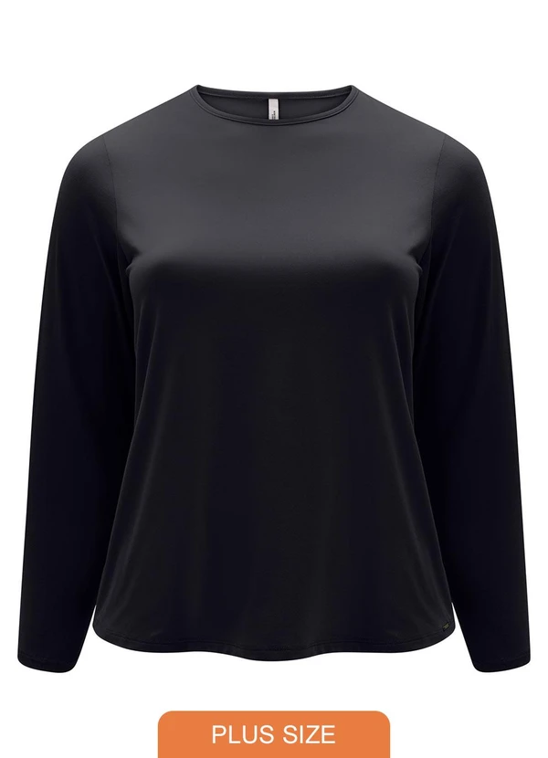 Lunender Mais Mulher - Blusa Básica de Mangas Longas em Malha Preto