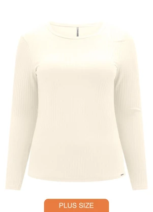 Lunender Mais Mulher - Blusa Básica em Malha Canelada Branco - LUNENDER MAIS MULHER