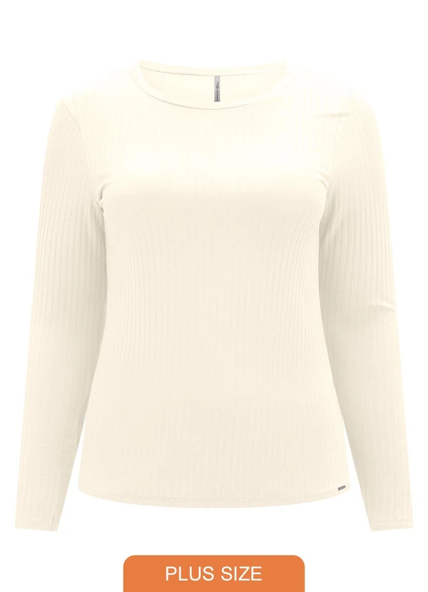 Lunender Mais Mulher - Blusa Básica em Malha Canelada Branco
