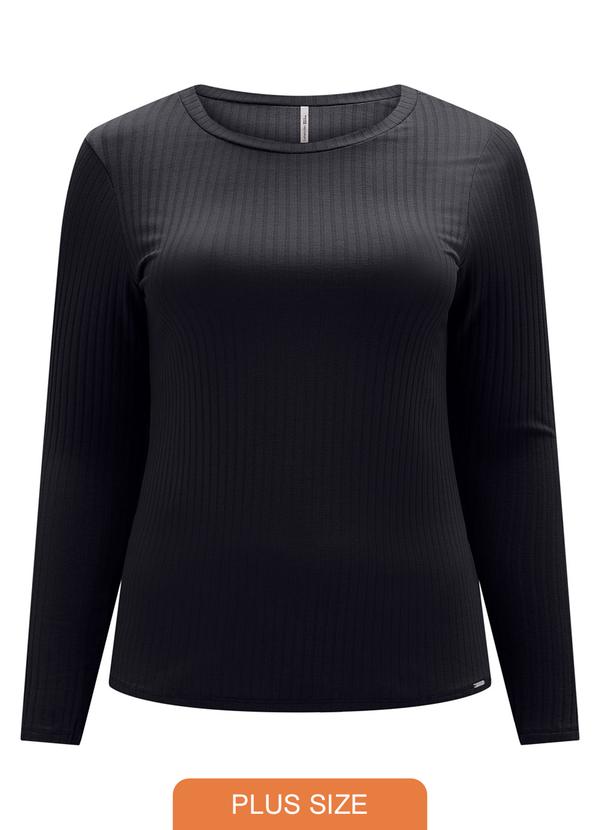 Lunender Mais Mulher - Blusa Básica em Malha Canelada Preto