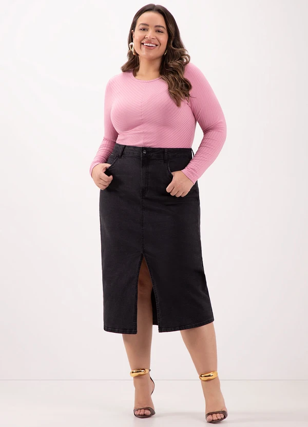 Lunender Mais Mulher - Blusa Básica em Malha Canelada Rosa 3