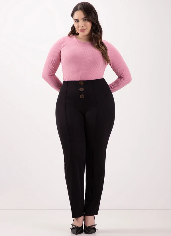 Lunender Mais Mulher - Blusa Básica em Malha Canelada Rosa 5