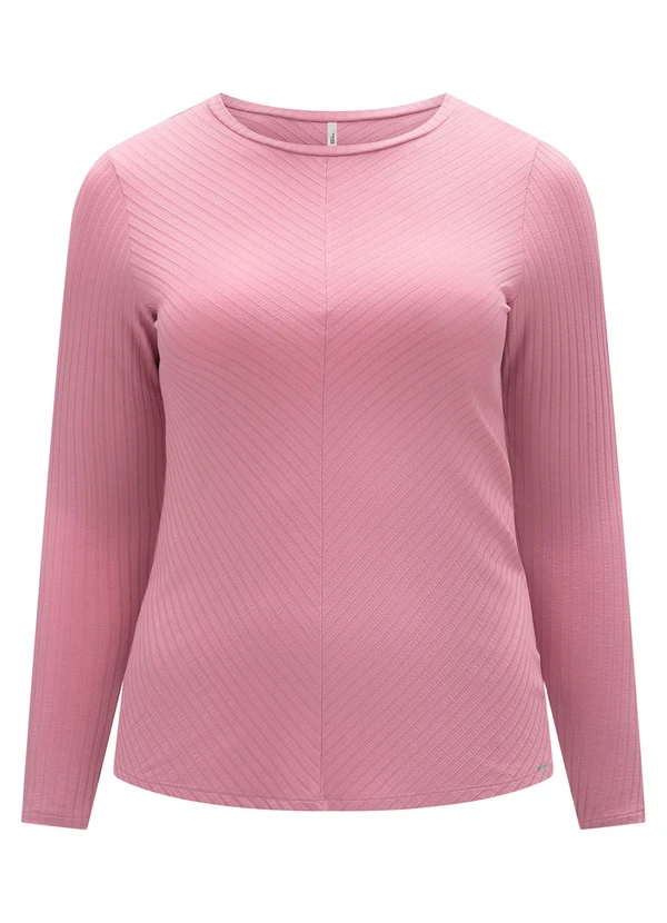 Lunender Mais Mulher - Blusa Básica em Malha Canelada Rosa 7