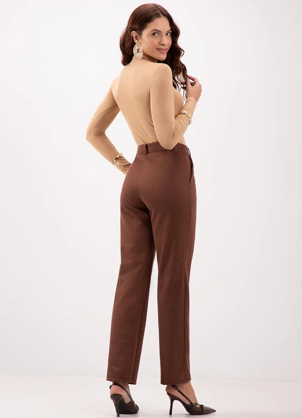 Lunender - Blusa Básica em Malha com Elastano Bege 4