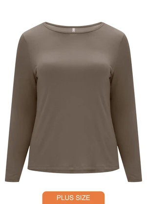 Lunender Mais Mulher - Blusa Básica em Malha com Elastano Marrom - LUNENDER MAIS MULHER