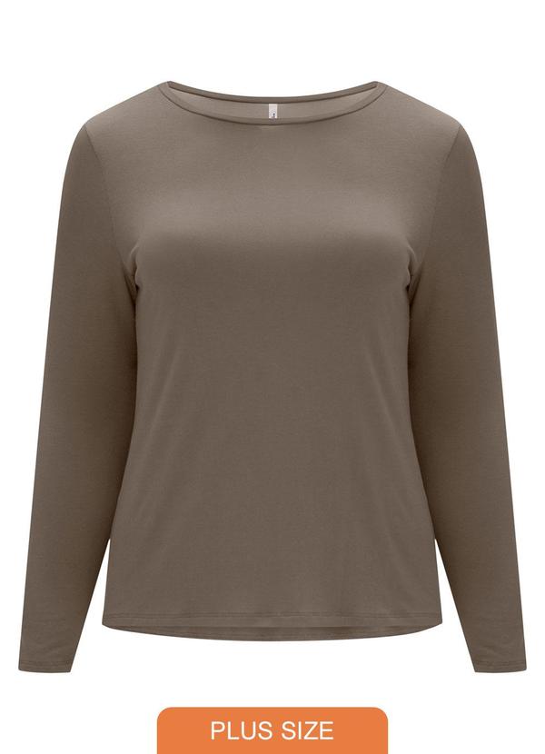 Lunender Mais Mulher - Blusa Básica em Malha com Elastano Marrom