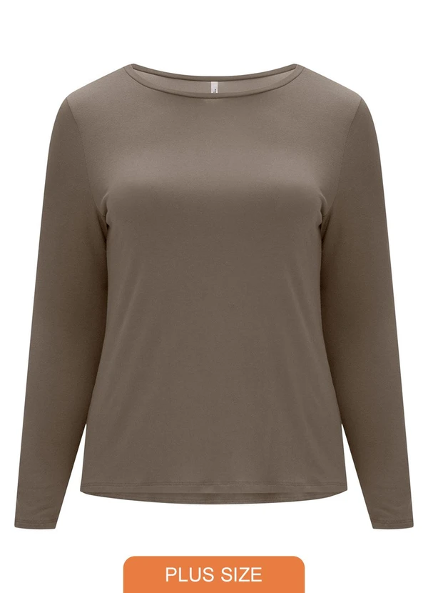 Lunender Mais Mulher - Blusa Básica em Malha com Elastano Marrom