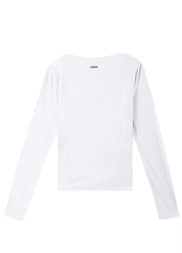 Enfim - Blusa Básica Justa Manga Longa Branco 6