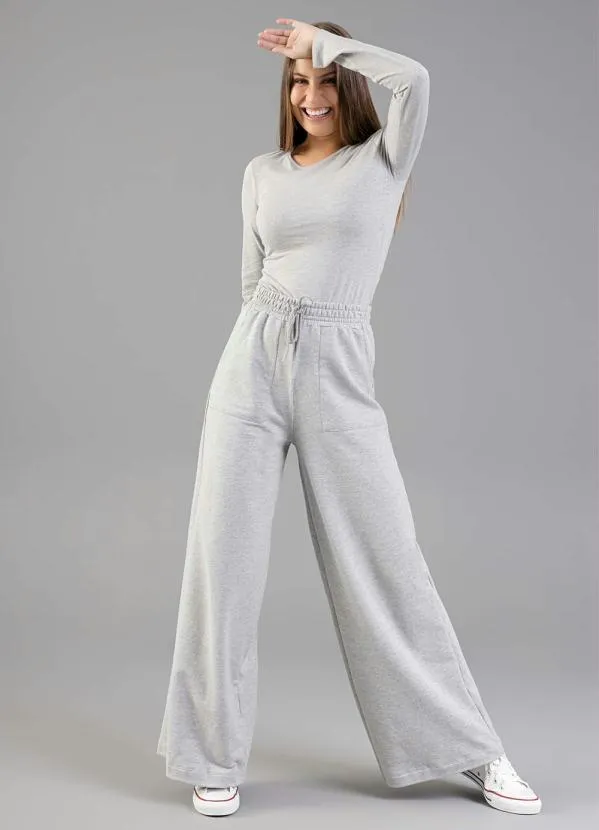 Just Basic - Blusa Básica Manga Longa Cotton Cinza