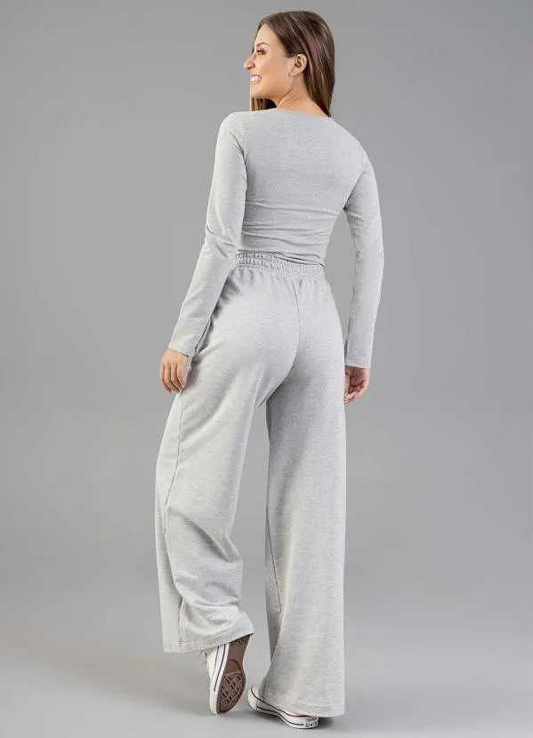 Just Basic - Blusa Básica Manga Longa Cotton Cinza 4