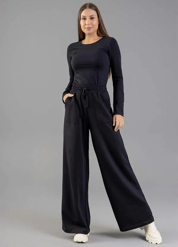 Just Basic - Blusa Básica Manga Longa Cotton Preto 3