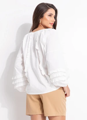 Quintess - Blusa Bata Off White Tricoline - QUINTESS