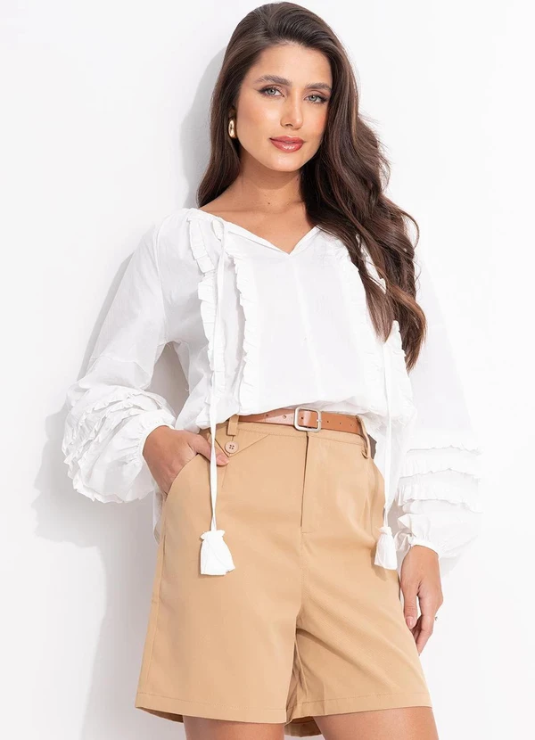 Quintess - Blusa Bata Off White Tricoline 5