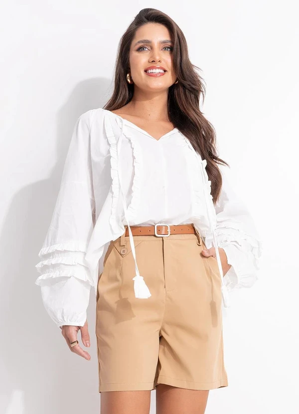 Quintess - Blusa Bata Off White Tricoline 7