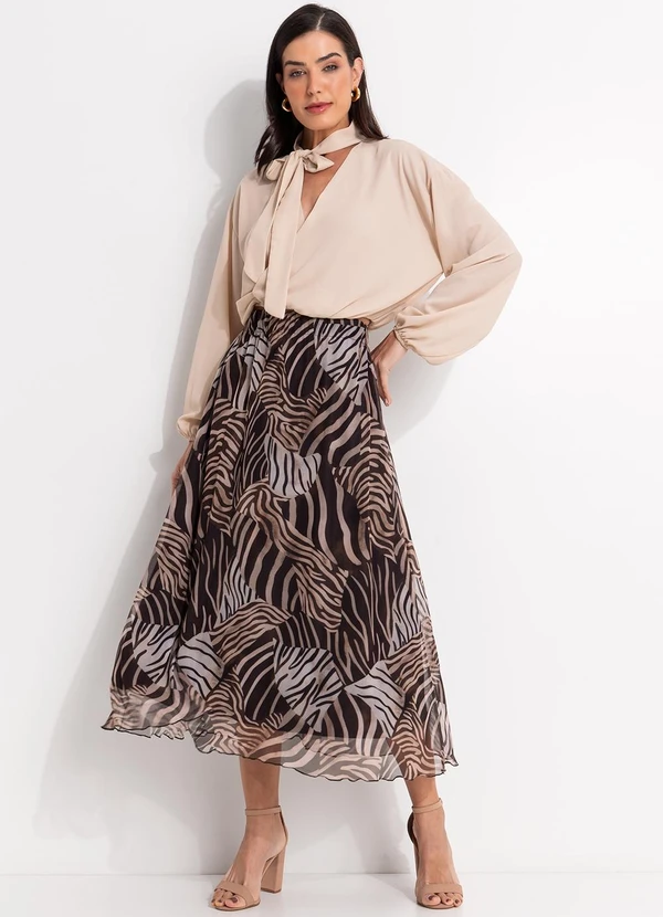 Quintess - Blusa Bege Claro em Crepe Plano 6