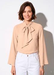Blusa Bege em Crepe Plano