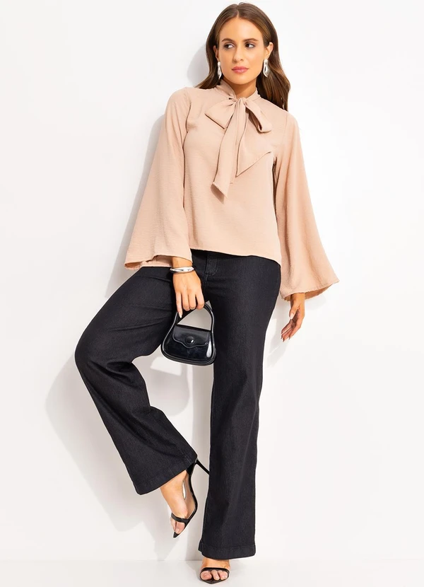 Quintess - Blusa Bege em Crepe Plano 4