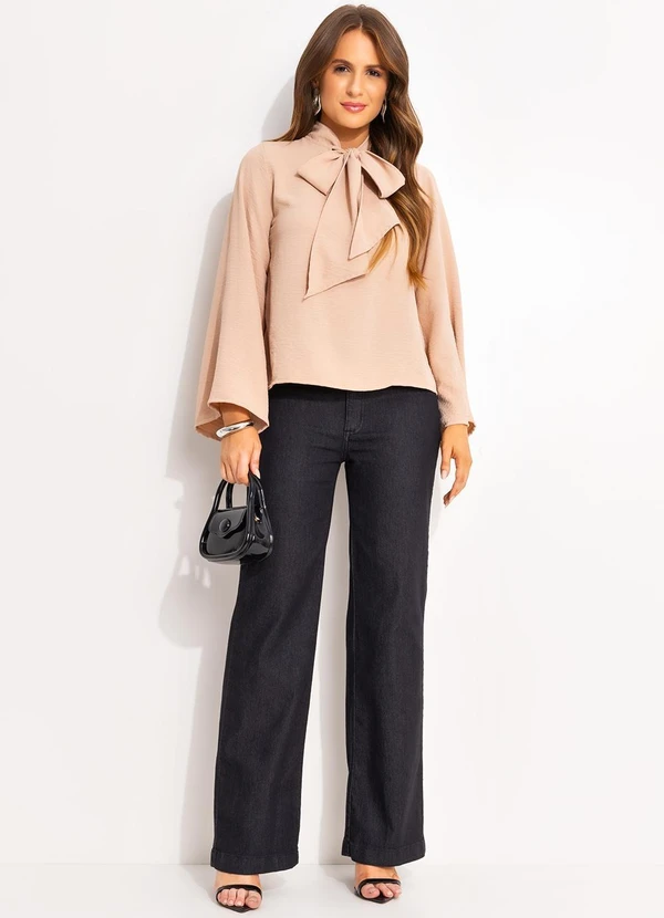 Quintess - Blusa Bege em Crepe Plano 3