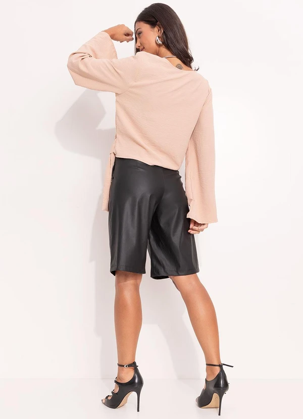 Quintess - Blusa Bege em Crepe Plano 4