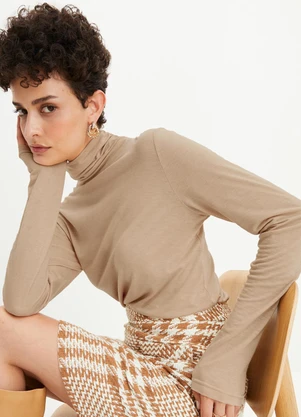 bonprix - Blusa Bege em Malha de Viscose - BONPRIX