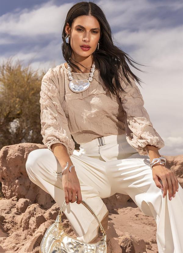 Quintess - Blusa Bege em Malha Jacquard 9