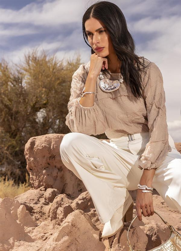 Quintess - Blusa Bege em Malha Jacquard 8