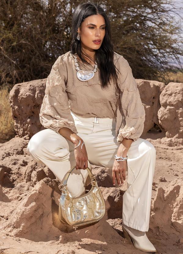 Quintess - Blusa Bege em Malha Jacquard 11