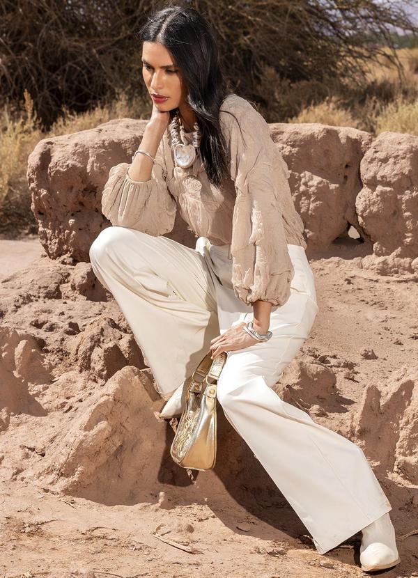 Quintess - Blusa Bege em Malha Jacquard 10