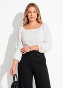 Blusa Bege em Malha Texturizada