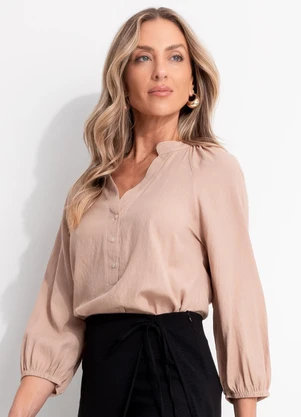 Quintess - Blusa Bege em Viscose Plana - QUINTESS