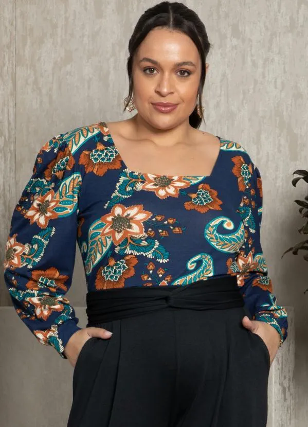 Quintess - Blusa Boho Marinho Decote Quadrado 6