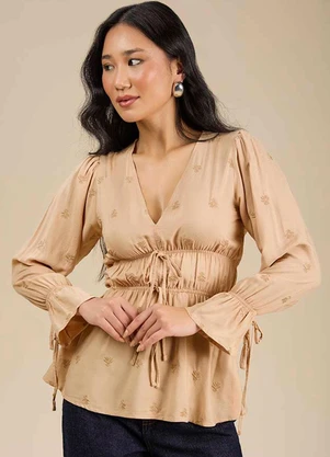 Angel - Blusa Bordado Bege - ANGEL