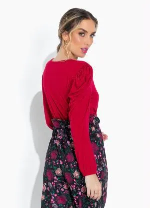 Moda Pop - Blusa Bordô com Elástico na Barra - MODA POP