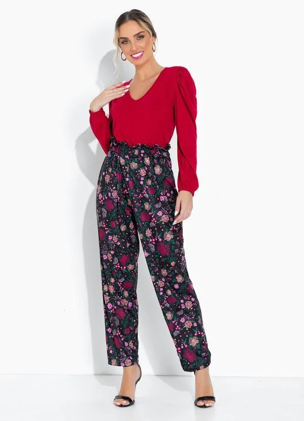 Moda Pop - Blusa Bordô com Elástico na Barra 4