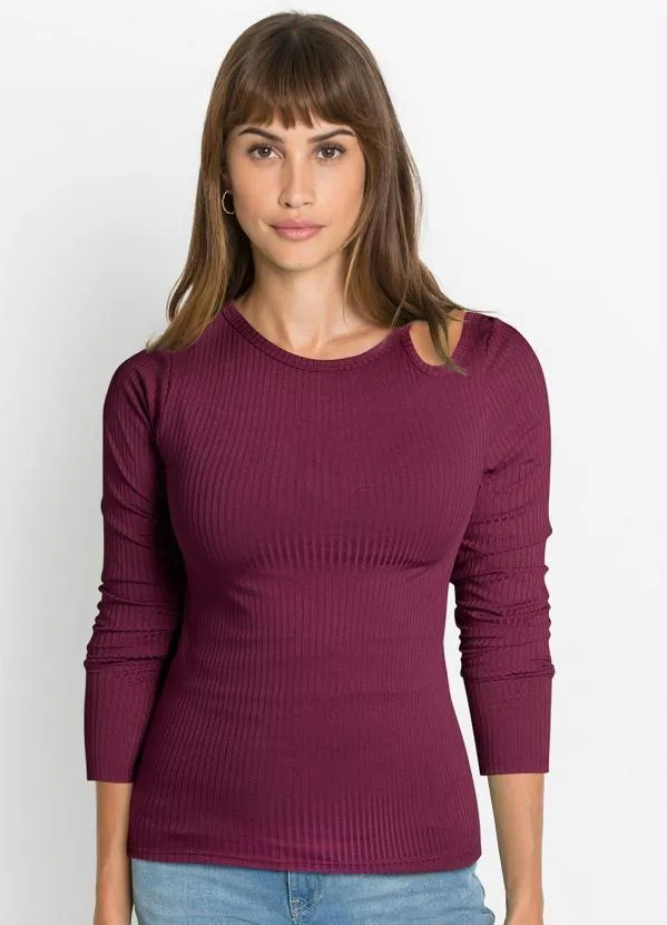 bonprix - Blusa Bordô em Canelado