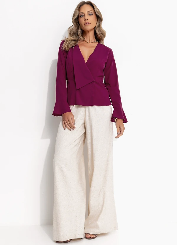 Quintess - Blusa Bordô em Crepe Plano 3