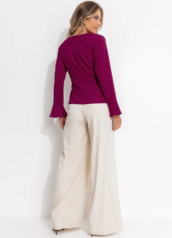Quintess - Blusa Bordô em Crepe Plano 4