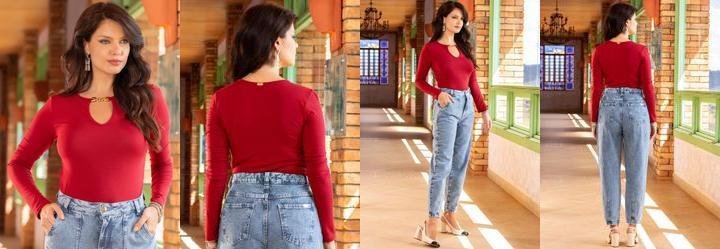 Blusa Bord em Malha de Viscose