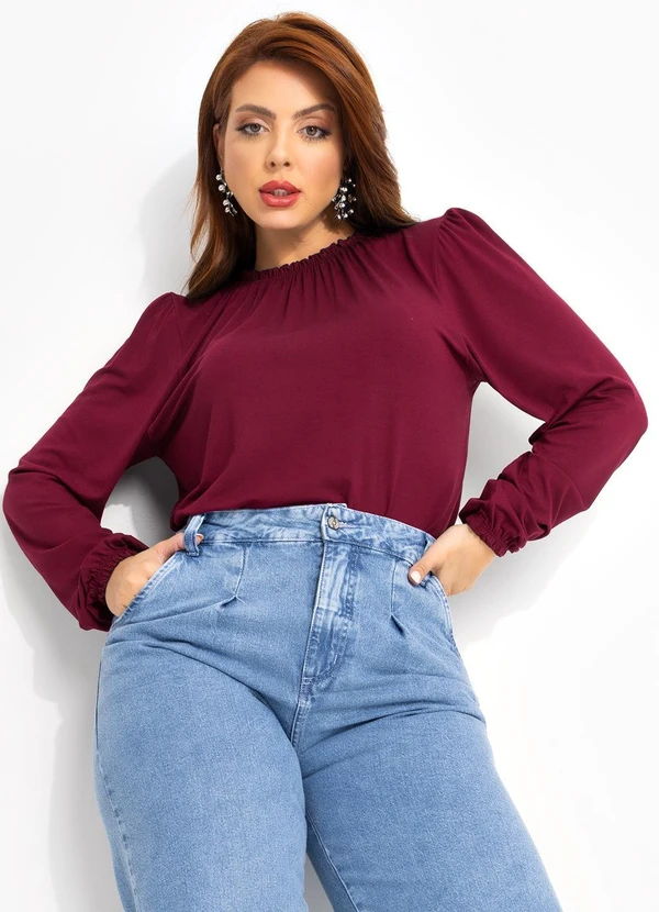Quintess - Blusa Bordô em Malha de Viscose 3