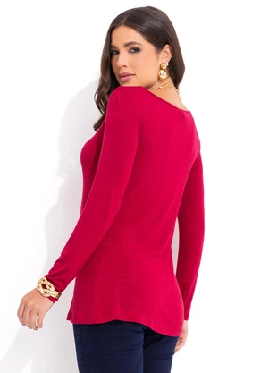 Bimini - Blusa Bordô em Malha Flamê - BIMINI