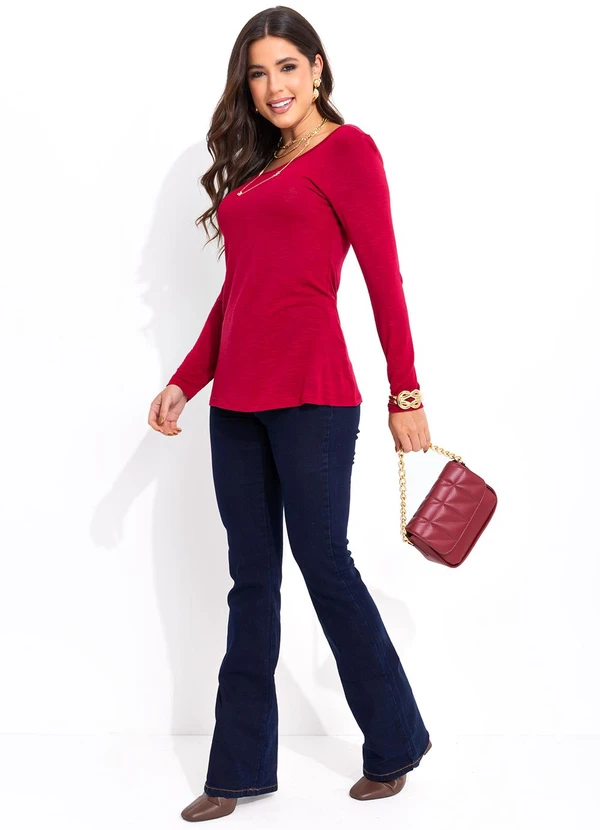 Bimini - Blusa Bordô em Malha Flamê 5